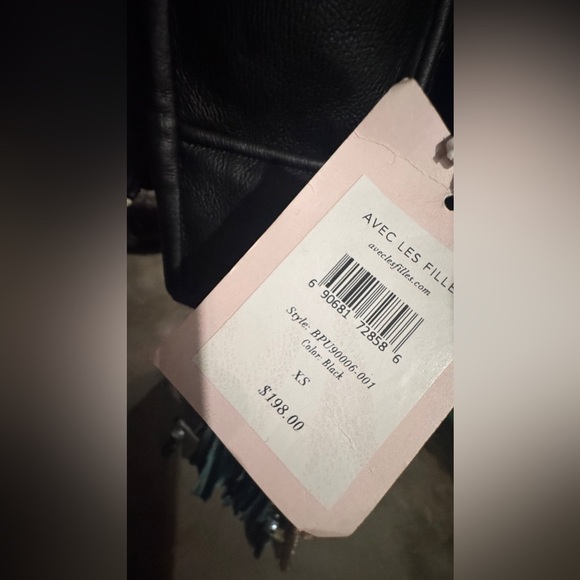 Avec les Filles Anthropologie NEW Black Faux Leather/Shearling Jacket - Picture 16 of 16